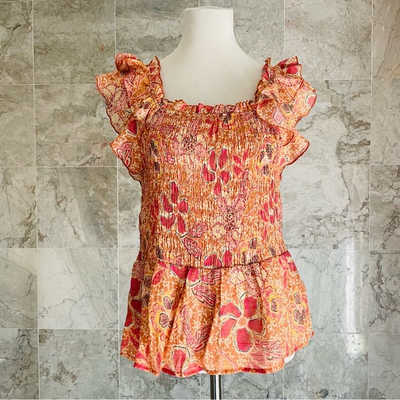 Nanette Lepore Floral Smocked Top - Picture 2 of 7